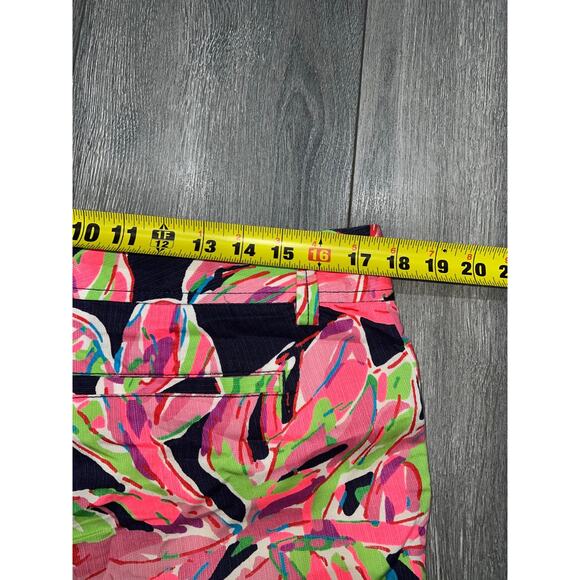 Lilly Pulitzer Print Callahan Shorts Navy Pink Green Tropical Size 10 A003140 - Picture 7 of 8